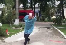 Video: Un pacient al Spitalului COVID de la Târgu- Cărbunești a jucat de mamă focului, la externare!