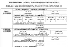 Programul festivităților pentru absolvenții de gimnaziu din Târgu Jiu