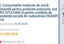 DGASPC Gorj cumpără materiale sanitare de peste 237.000 de lei