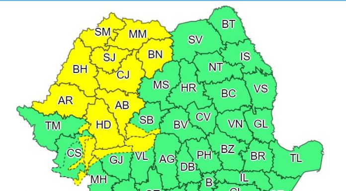 Cod galben de ploi pentru nordul județului Gorj