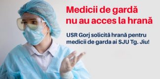 Cere hrană pentru medicii de gardă din Târgu-Jiu. „Este o situație absurdă”