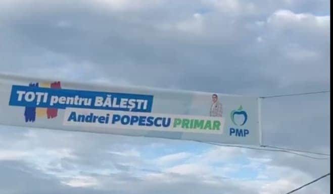 PMP a furat startul campaniei electorale! Banner cu candidatul traseist de la Bălești
