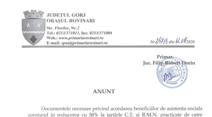 Lista cu persoanele care au reducere la tarifele CT și RMN la Spitalul Rovinari