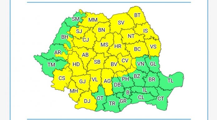 Gorjul, sub cod galben de ploi, până diseară