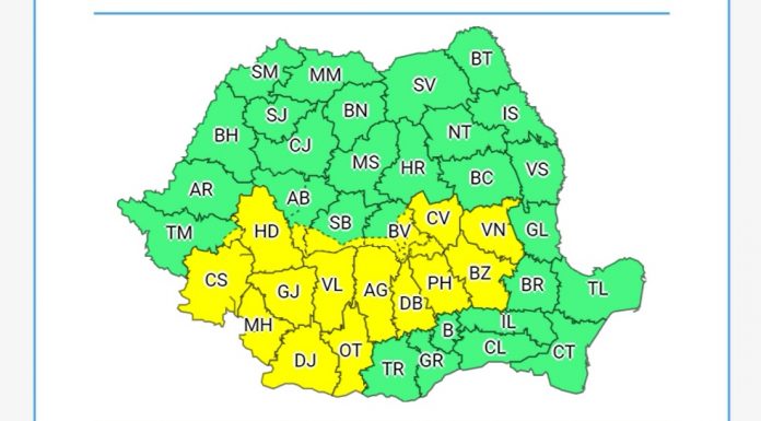 Gorjul, sub cod galben de ploi până mâine dimineață