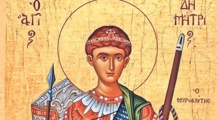 Sfântul și Marele Mucenic Dimitrie, «Izvorâtorul de Mir»! – Din trupul Sfântului Dimitrie au început să curgă picături de mir frumos mirositor, prin care s-au săvârşit multe minuni şi vindecări!