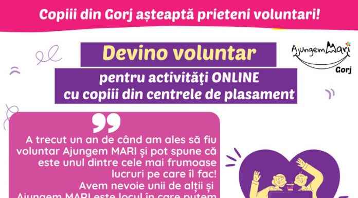 Înscrieri prelungite până pe 18 octombrie pentru voluntarii care vor să ajute copiii din centrele de plasament din Gorj
