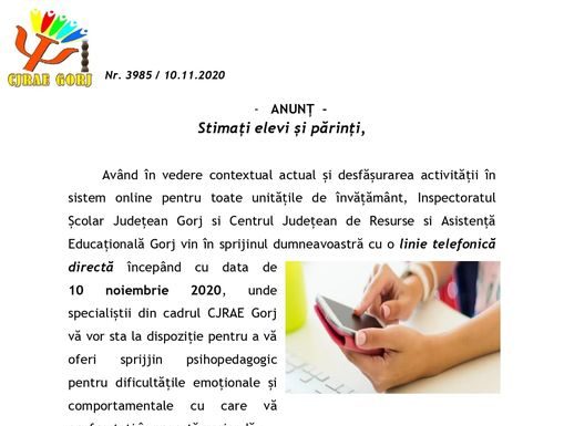 Consiliere psihopedagogică pentru elevii gorjeni și părinții acestora