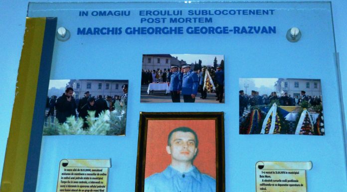 FOTO: Jandarmul-erou George Marchiș, comemorat la 20 de ani de la tragicul eveniment
