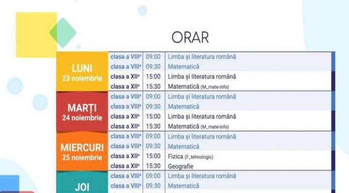 Teleșcoala: Orarul din săptămâna 23-27 noiembrie
