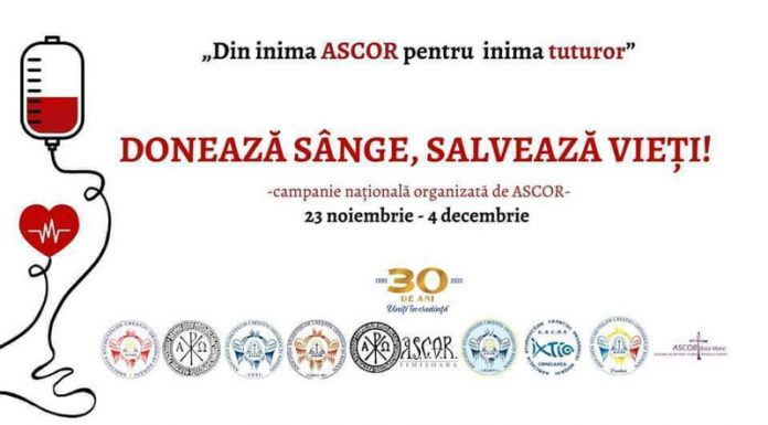 Campanie de donare de sânge, organizată de ASCOR la Târgu-Jiu, luna viitoare