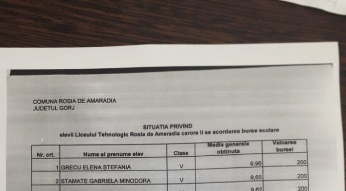 16 elevi din Roșia de Amaradia premiați cu câte 200 de lei de Primărie