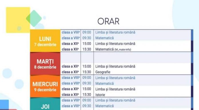 Teleșcoala: Orarul săptămânii 7-11 decembrie