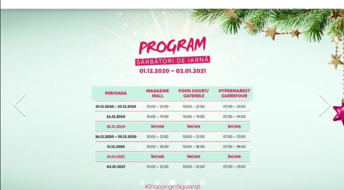 Vezi orarul de funcționare al magazinelor din mall-ul din Târgu Jiu, din această lună!