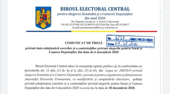 Contestațiile la alegerile pentru Senat și Camera Deputaţilor, soluționate pe 10 decembrie