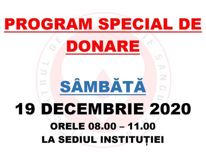 Program special de donare de sânge și plasmă, la Târgu-Jiu