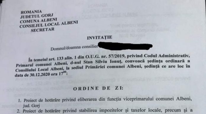 Primarul de Albeni cere schimbarea viceprimarului PNL!
