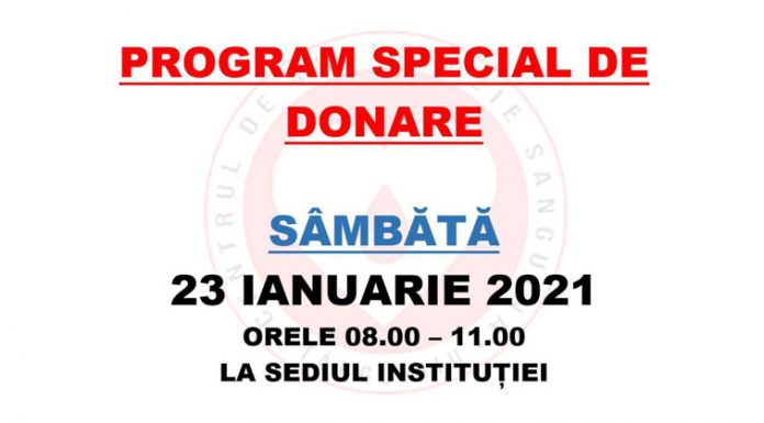 Program special de donare de sânge și plasmă, la Târgu-Jiu