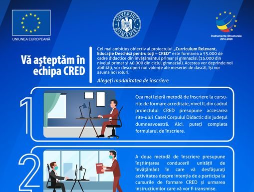 Cadrele didactice, invitate să se înscrie și online la cursurile de formare CRED