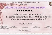 Elev al Școlii Populare de Arte, premiat la festivalul „Flori de cântec, flori de dor”