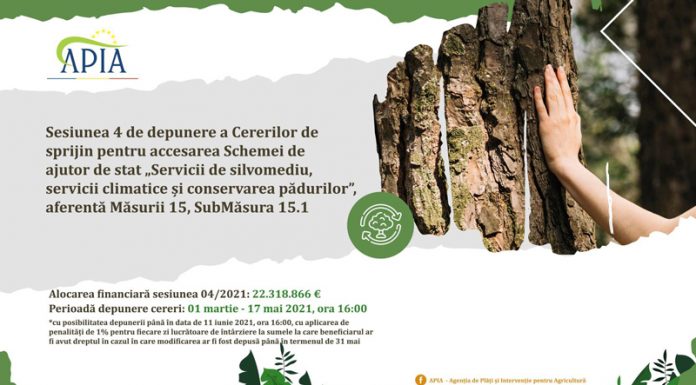 De la 1 martie, APIA Gorj primește cereri pentru schema de ajutor de stat „Servicii de silvomediu, servicii climatice și conservarea pădurilor”