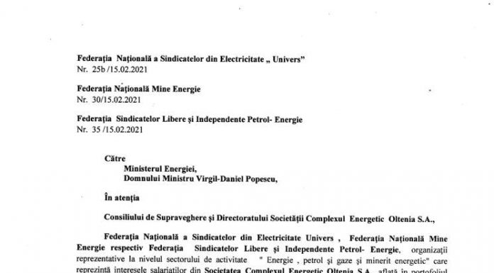 Sindicaliștii din CEO vor discuții cu ministrul Energiei