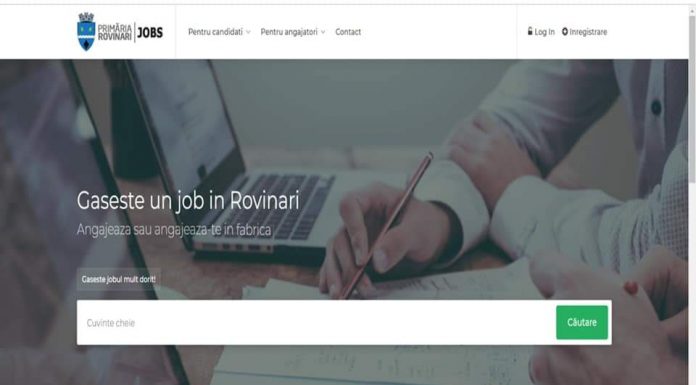 Secțiune de job-uri pe pagina de internet a Primăriei Rovinari