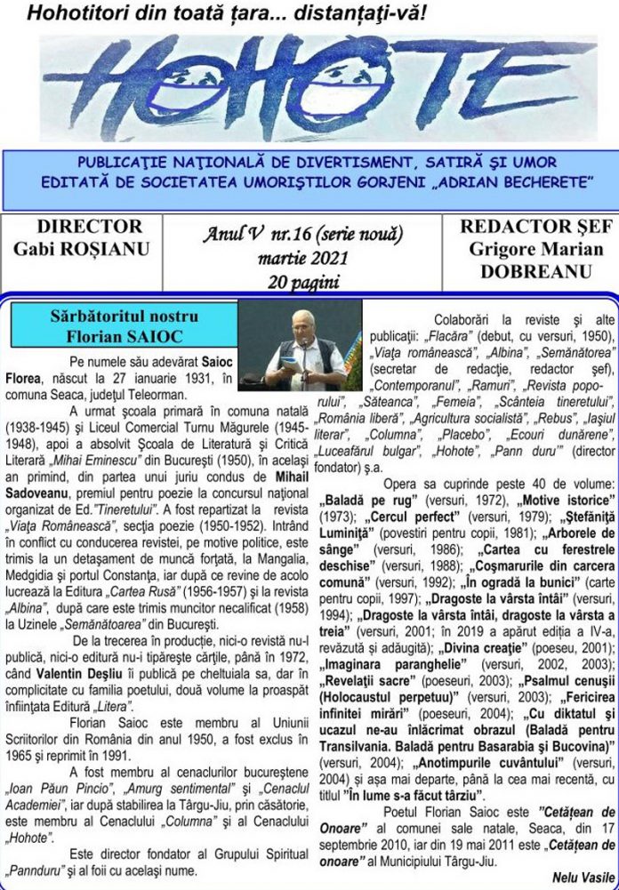 A apărut ultimul număr din ,,Hohote” – publicație de divertisment, satiră și umor