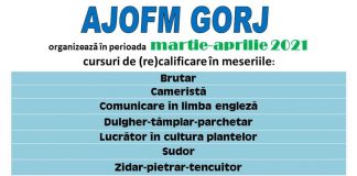Șapte cursuri de formare profesională, demarate în martie și aprilie de AJOFM Gorj