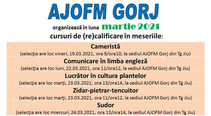 De mâine, AJOFM demarează selecția persoanelor pentru cursurile de formare profesională