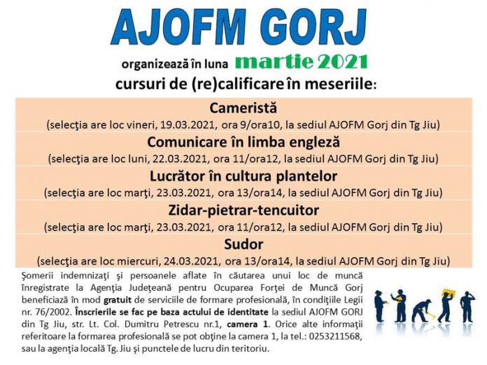De mâine, AJOFM demarează selecția persoanelor pentru cursurile de formare profesională