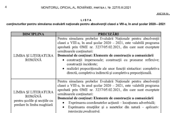 Ordinul privind organizarea simulărilor examenelor naționale, publicat în Monitorul Oficial