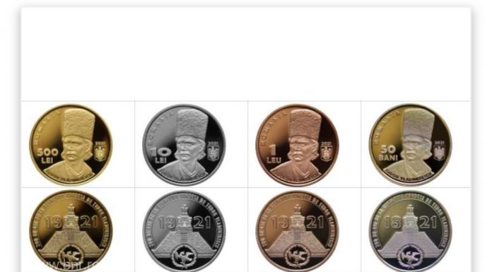 Monede dedicate revoluției conduse de Tudor Vladimirescu, lansate de BNR