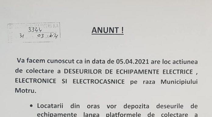 Motru: Acțiune de colectare a deșeurilor electrice și electronice