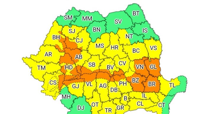 Avertizarea meteo de ploi, actualizată