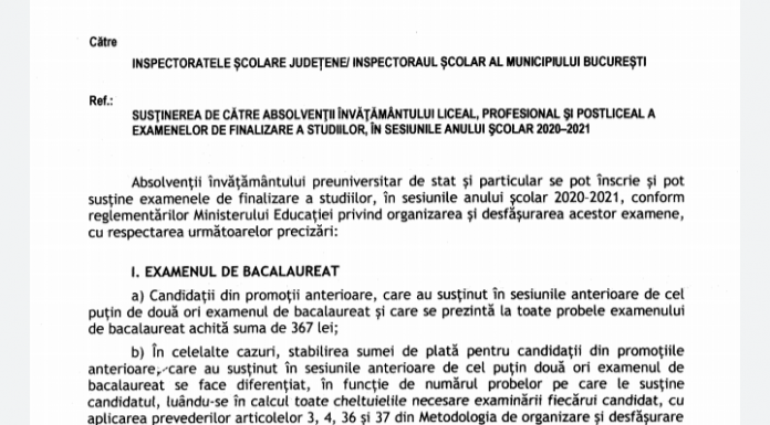 Taxă de 367 lei pentru susținerea Bacalaureatului
