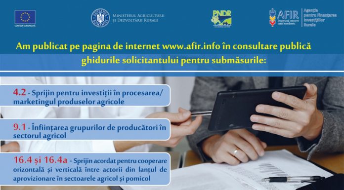AFIR publică Ghidurile solicitantului pentru submăsurile 9.1, 4.2, și 16.4/ 16.4a