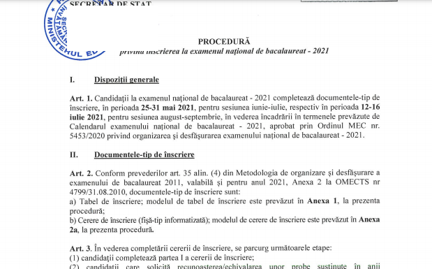 A început completarea cererilor-tip de înscriere la BAC