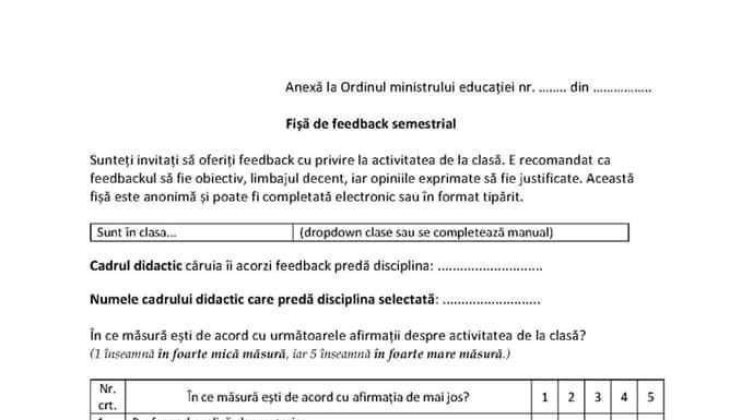 A fost definitivată Metodologia prin care elevii vor putea să ofere feedback profesorilor