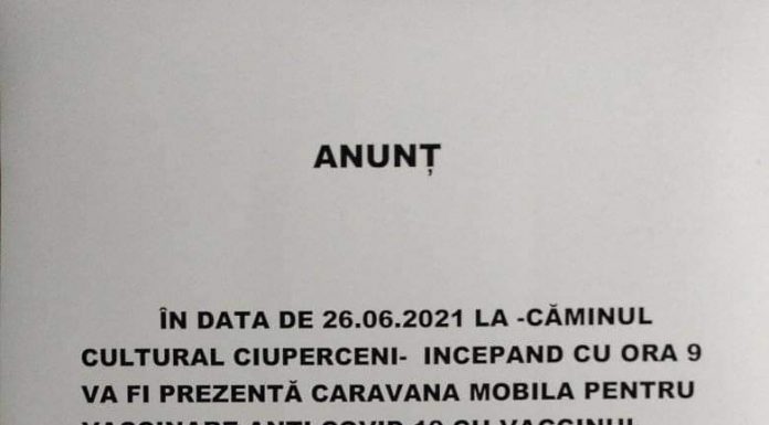 Caravană mobilă de vaccinare, la Ciuperceni