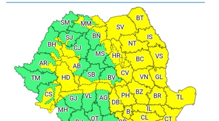 Un nou cod galben de ploi, emis de meteorologi