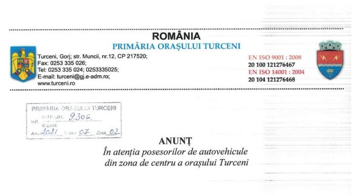 Vezi anunțul Primăriei Turceni!