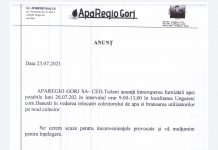 Aparegio: Luni se ia apa la Dănești!