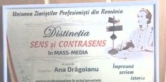 Any Drăgoianu, premiată de UZPR la concursul „Sens și contrasens în mass-media”