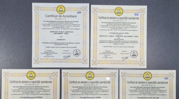 Salvamont Gorj, re-acreditat pentru următorii 5 ani
