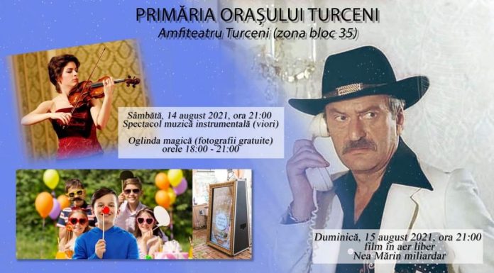 Proiecție de film în aer liber, la Turceni