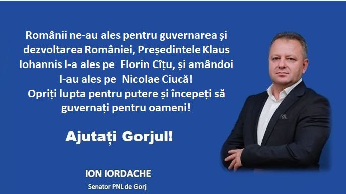 Senatorul Iordache, scrisoare deschisă către Iohannis: Ascultați strigătul disperat al județelor sufocate de criză! Auziți Gorjul!