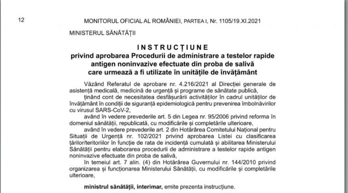 Procedura de testare a elevilor