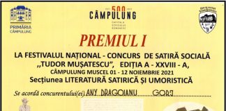 Gorjeanca Any DRĂGOIANU a luat premiul I la Festivalul Național – Concurs de satiră socială „Tudor Mușatescu” ediția a XXVIII-a