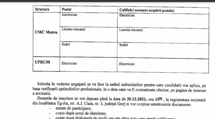 S-a dat drumul la angajări în CEO! Se caută electricieni, excavatoriști, operatori, lăcătuși mecanici!